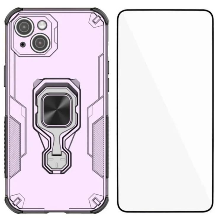 WANLONFENG Metal Kickstand Phone Case with Screen Protector, For iPhone 13