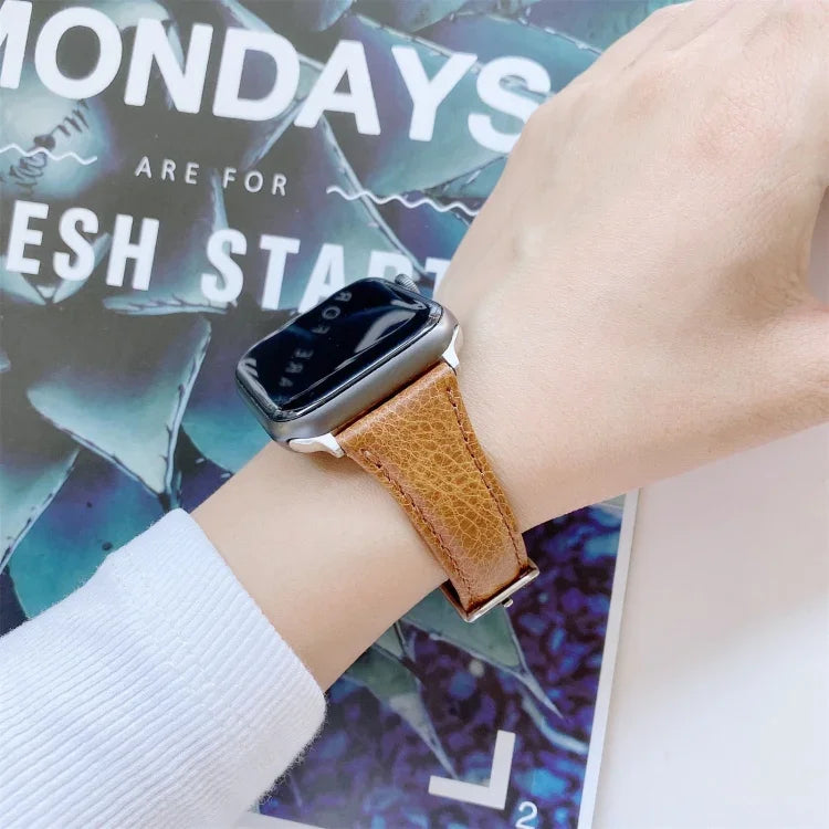 Doppelseitiges Ersatzarmband aus echtem Leder, passend für Apple Watch Series 7 (41 mm), 6, SE, 5 und 4 (40 mm) sowie für Apple Watch Series 7 (45 mm), 6, SE, 5 und 4 (44 mm).