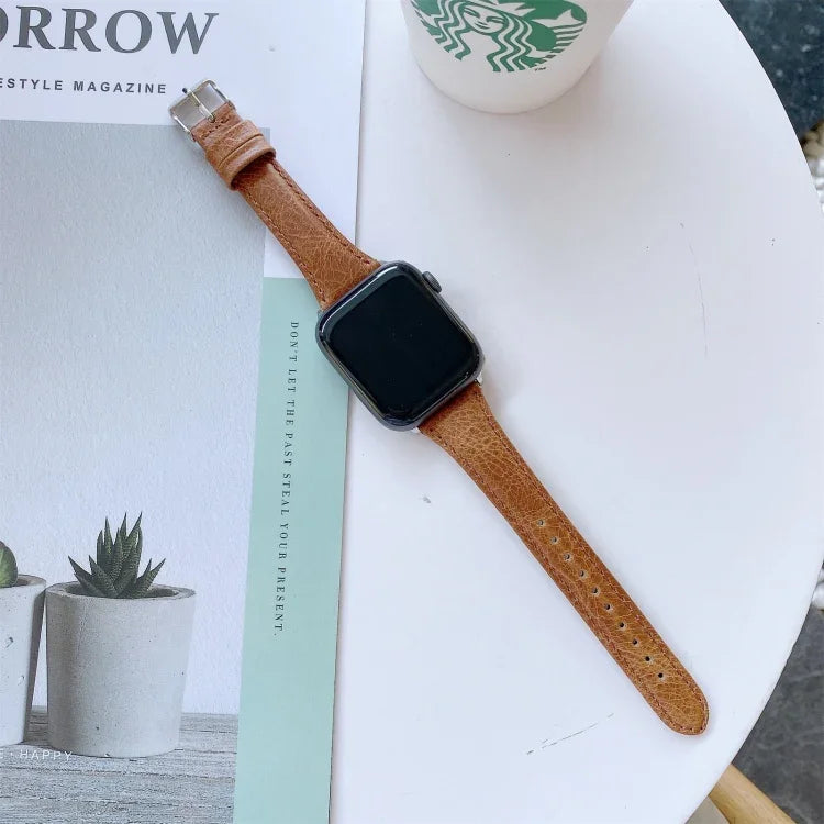 Doppelseitiges Ersatzarmband aus echtem Leder, passend für Apple Watch Series 7 (41 mm), 6, SE, 5 und 4 (40 mm) sowie für Apple Watch Series 7 (45 mm), 6, SE, 5 und 4 (44 mm).