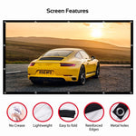 Einfache faltbare dünne Polyester Projektorleinwand, 60 Zoll (16:9) Projektionsfläche: 132x75cm, 60 Zoll (4:3) Projektionsfläche: 120x90cm, 72 Zoll (16:9) Projektionsfläche: 159x90cm, 72 Zoll (4:3) Projektionsfläche: 146x110cm