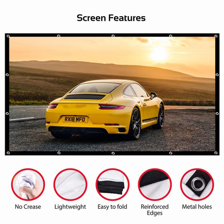 Einfache faltbare dünne Polyester Projektorleinwand, 60 Zoll (16:9) Projektionsfläche: 132x75cm, 60 Zoll (4:3) Projektionsfläche: 120x90cm, 72 Zoll (16:9) Projektionsfläche: 159x90cm, 72 Zoll (4:3) Projektionsfläche: 146x110cm