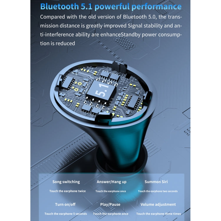 M18 Bluetooth 5.1 LED-Display Wasserdichter kabelloser Bluetooth-Kopfhörer mit Ladebox, M18
