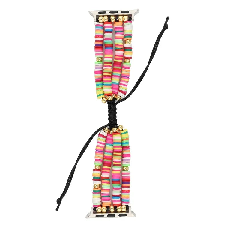Weiches Keramik-Perlenarmband im Boho-Stil für Apple Series 6, SE, 5 und 4 (44 mm) sowie 3, 2 und 1 (42 mm) und 7 (45 mm).