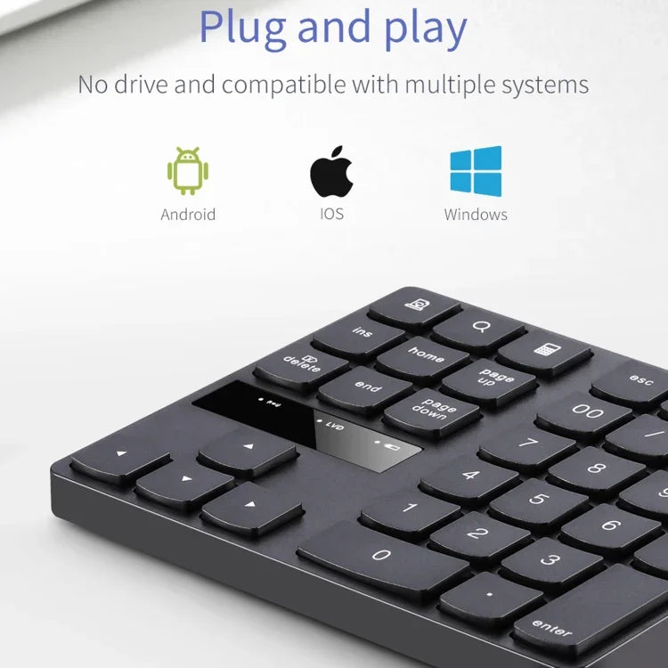 533-Bit-Digitaltastatur mit 35 Tasten, 2,4-GHz-Band, ultradünnem Design und kabelloser Ladefunktion