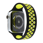 Elastisches Silikon-Armband für Apple Watch Series 6 &amp; SE &amp; 5 &amp; 4 40 mm / 3 &amp; 2 &amp; 1 38 mm, 135 mm (Schwarz/Gelb), 135 mm (Schwarz/Grau), 150 mm (Rot/Schwarz)
