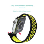 Elastisches Silikon-Armband für Apple Watch Series 6 &amp; SE &amp; 5 &amp; 4 40 mm / 3 &amp; 2 &amp; 1 38 mm, 135 mm (Schwarz/Gelb), 135 mm (Schwarz/Grau), 150 mm (Rot/Schwarz)
