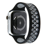 Elastisches Silikon-Armband für Apple Watch Series 6 &amp; SE &amp; 5 &amp; 4 40 mm / 3 &amp; 2 &amp; 1 38 mm, 135 mm (Schwarz/Gelb), 135 mm (Schwarz/Grau), 150 mm (Rot/Schwarz)