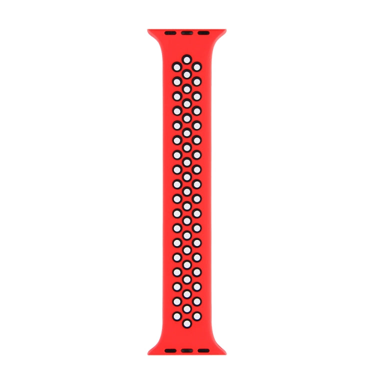 Elastic Silicone Watchband For Apple Watch Series 6 & SE & 5 & 4 44mm / 3 & 2 & 1 42mm, 150mm (Red Black), 160mm (White Black)