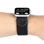 Geflochtenes Nylon- und Lederarmband für Apple Watch Series 6, SE, 5 und 4 (44 mm) sowie 3, 2 und 1 (42 mm), Größen: S, M, L