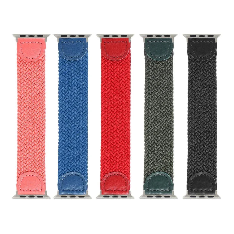 Geflochtenes Nylon- und Lederarmband für Apple Watch Series 6, SE, 5 und 4 (44 mm) sowie 3, 2 und 1 (42 mm), Größen: S, M, L