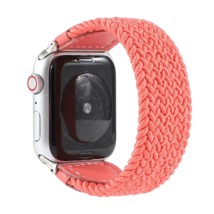 Geflochtenes Nylon- und Lederarmband für Apple Watch Series 6, SE, 5 und 4 (44 mm) sowie 3, 2 und 1 (42 mm), Größen: S, M, L