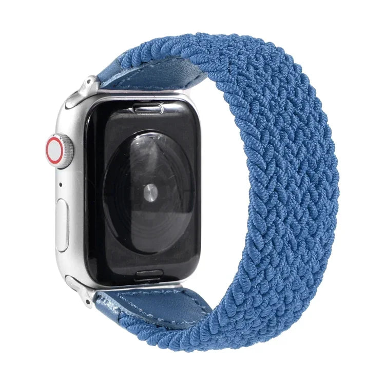 Geflochtenes Nylon- und Lederarmband für Apple Watch Series 6, SE, 5 und 4 (44 mm) sowie 3, 2 und 1 (42 mm), Größen: S, M, L