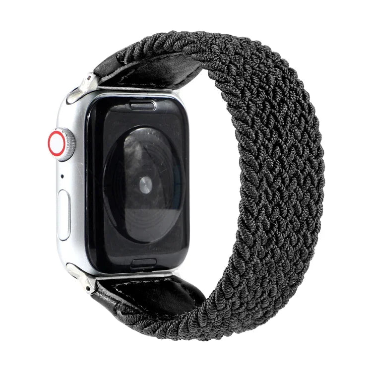 Geflochtenes Nylon- und Lederarmband für Apple Watch Series 6, SE, 5 und 4 (44 mm) sowie 3, 2 und 1 (42 mm), Größen: S, M, L