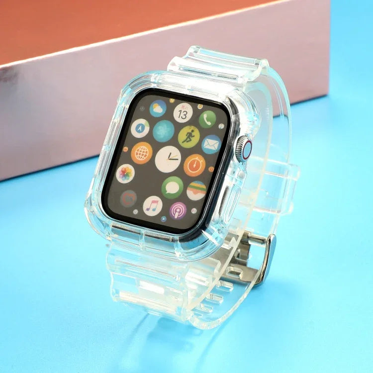 Transparentes TPU-Armband als Ersatz für Apple Watch Series 8 &amp; 7 (41 mm), SE 2 &amp; 6, SE, 5 &amp; 4 (40 mm) und 3 &amp; 2 &amp; 1 (38 mm).