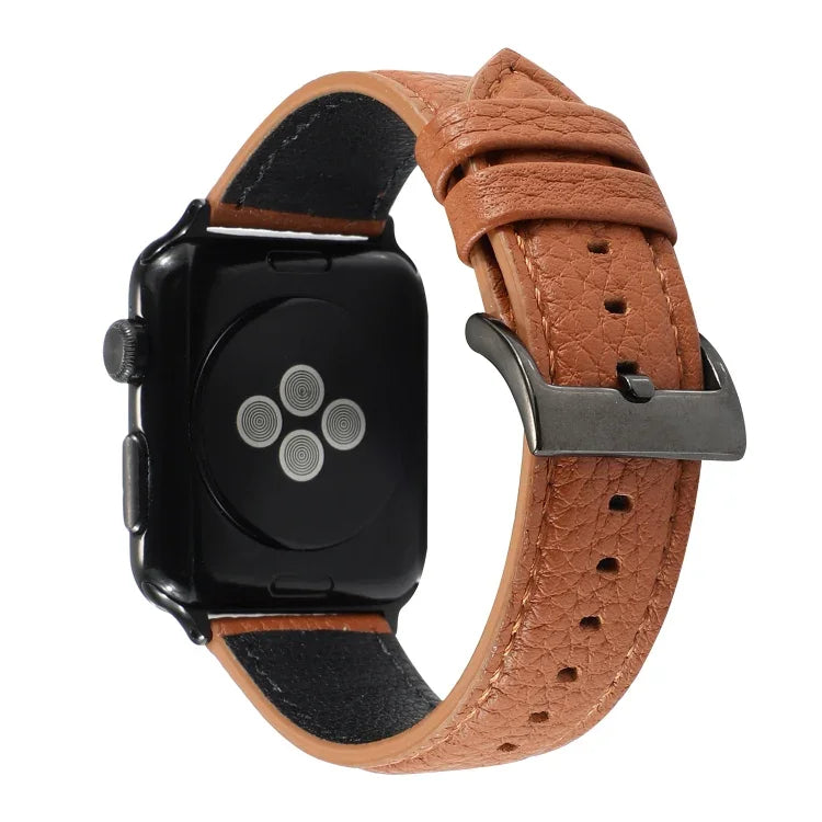 Armband aus echtem Leder mit Litschi-Textur für Apple Watch Series 6, SE, 5 und 4 (40 mm) sowie für Apple Watch Series 7 (41 mm), 6, SE, 5 und 4 (40 mm) und 3, 2 und 1 (38 mm).