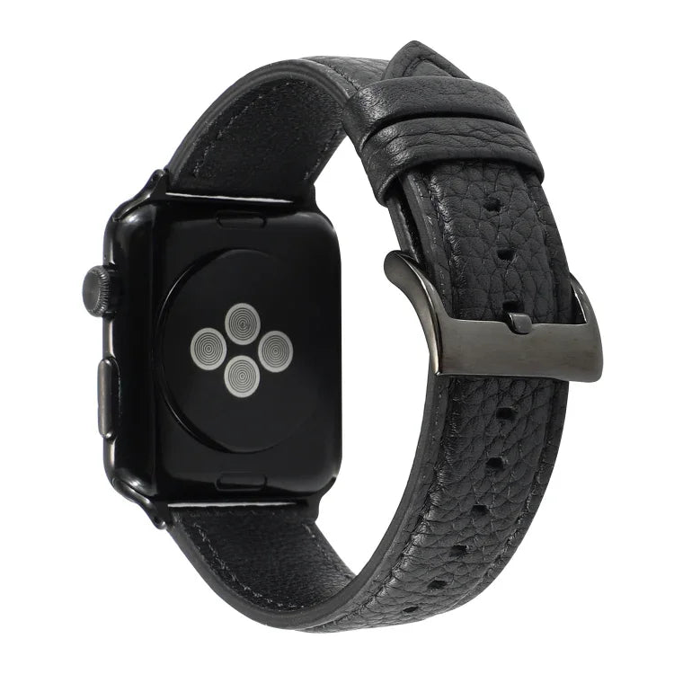 Armband aus echtem Leder mit Litschi-Textur für Apple Watch Series 6, SE, 5 und 4 (40 mm) sowie für Apple Watch Series 7 (41 mm), 6, SE, 5 und 4 (40 mm) und 3, 2 und 1 (38 mm).