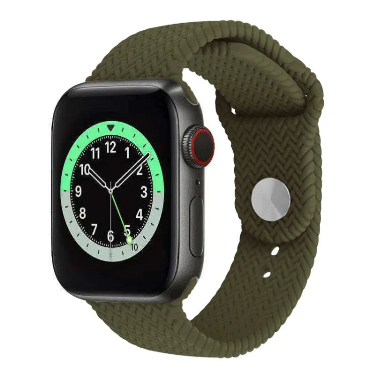 Geflochtenes Silikon-Schnapp-Armband für Apple Watch Series 6 & SE & 5 & 4 40mm / 3 & 2 & 1 38mm, für Apple Watch Series 7 41mm / 6 & SE & 5 & 4 40mm / 3 & 2 & 1 38mm, für Apple Watch Series 8&7 41mm / SE 2&6&SE&5&4 40mm / 3&2&1 38mm