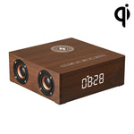 Q5A Multifunktionale kabellose Touch-Holzuhr mit Bluetooth-Lautsprecher und Ladefunktion, unterstützt TF-Karte & U-Disk & 3,5 mm AUX, Q5A