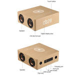 Q5A Multifunktionale kabellose Touch-Holzuhr mit Bluetooth-Lautsprecher und Ladefunktion, unterstützt TF-Karte & U-Disk & 3,5 mm AUX, Q5A