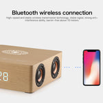 Q5A Multifunktionale kabellose Touch-Holzuhr mit Bluetooth-Lautsprecher und Ladefunktion, unterstützt TF-Karte & U-Disk & 3,5 mm AUX, Q5A