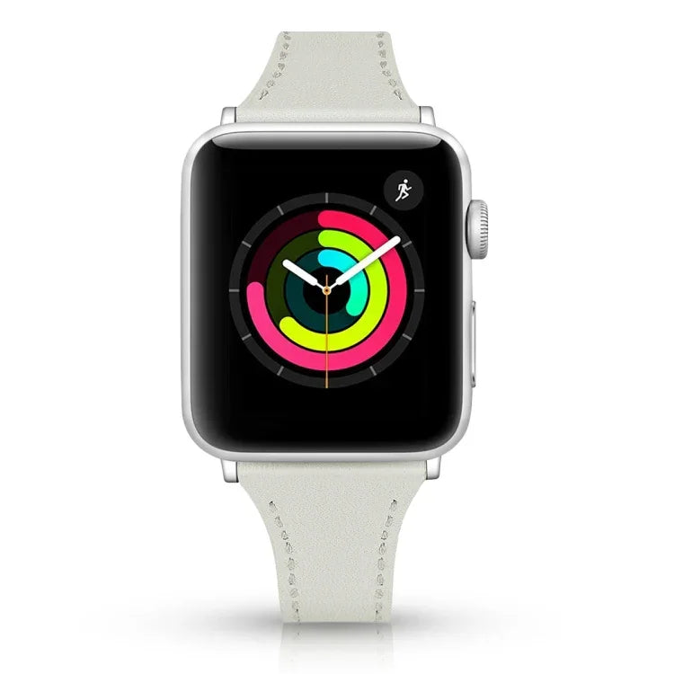Ersatzarmband aus Leder mit Stahlknopf, für Apple Watch Series 7 (41 mm), 6, SE, 5 und 4 (40 mm) sowie für Apple Watch Series 7 (45 mm), 6, SE, 5 und 4 (44 mm).