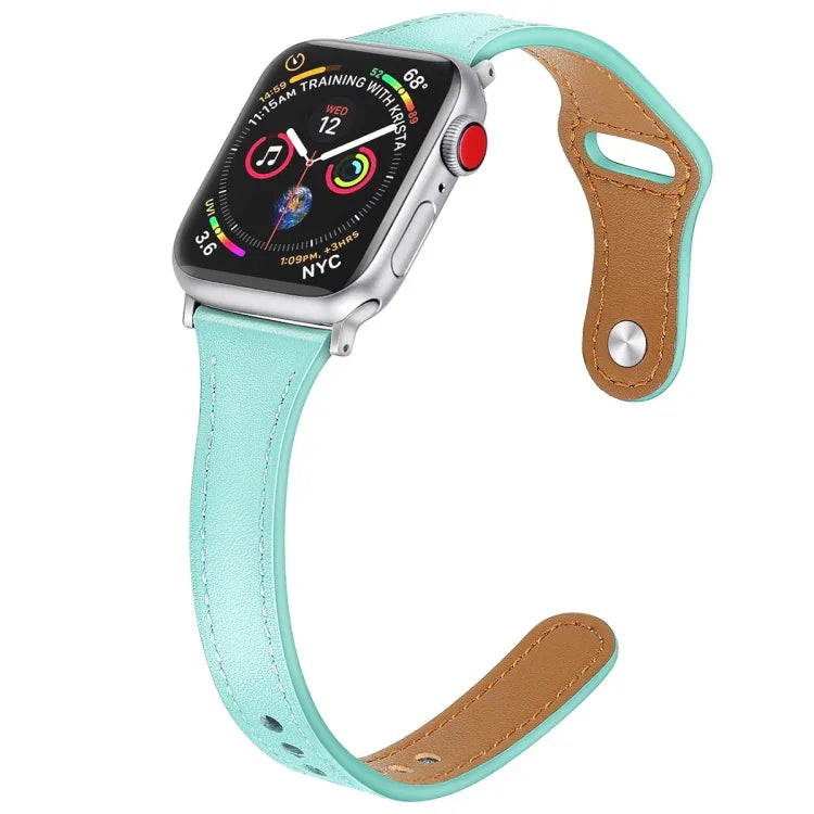 Ersatzarmband aus Leder mit Stahlknopf, für Apple Watch Series 7 (41 mm), 6, SE, 5 und 4 (40 mm) sowie für Apple Watch Series 7 (45 mm), 6, SE, 5 und 4 (44 mm).