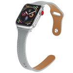 Ersatzarmband aus Leder mit Stahlknopf, für Apple Watch Series 7 (41 mm), 6, SE, 5 und 4 (40 mm) sowie für Apple Watch Series 7 (45 mm), 6, SE, 5 und 4 (44 mm).