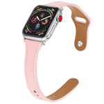 Ersatzarmband aus Leder mit Stahlknopf, für Apple Watch Series 7 (41 mm), 6, SE, 5 und 4 (40 mm) sowie für Apple Watch Series 7 (45 mm), 6, SE, 5 und 4 (44 mm).