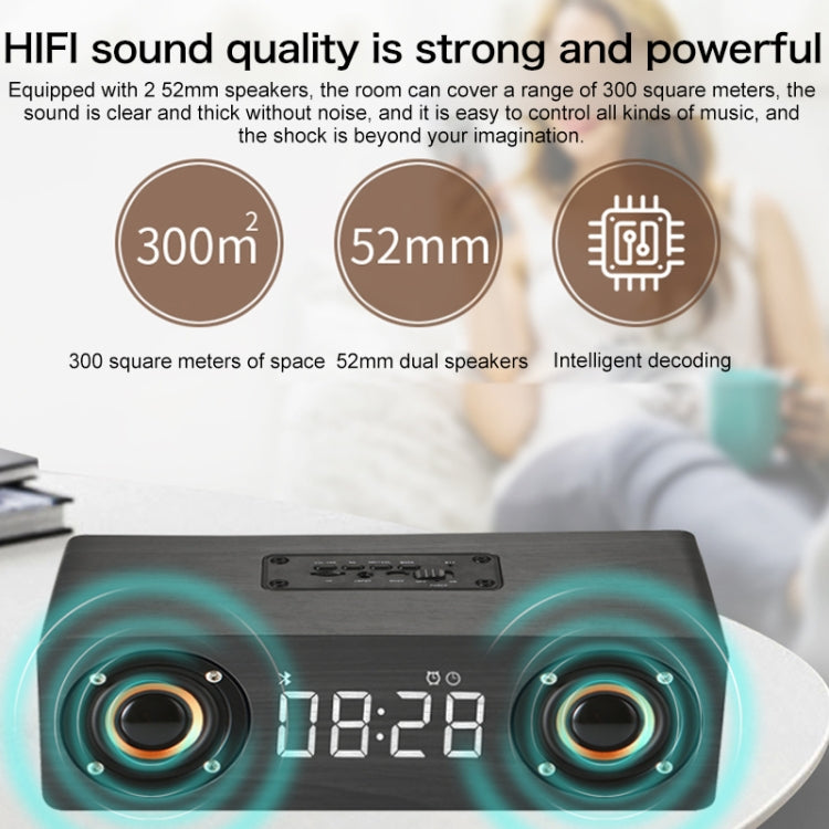 M5 Subwoofer, kabelloser Bluetooth 4.2 Lautsprecher aus Holz, unterstützt TF-Karte & 3,5 mm AUX & FM