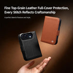 QIALINO Classics 3rd Genuine Leather Phone Case, For iPhone Duo