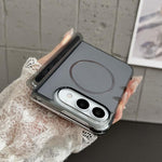 Folding Shaft Magsafe Plain Leather Phone Case, For iPhone Duo