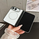 Folding Shaft Magsafe Plain Leather Phone Case, For iPhone Duo