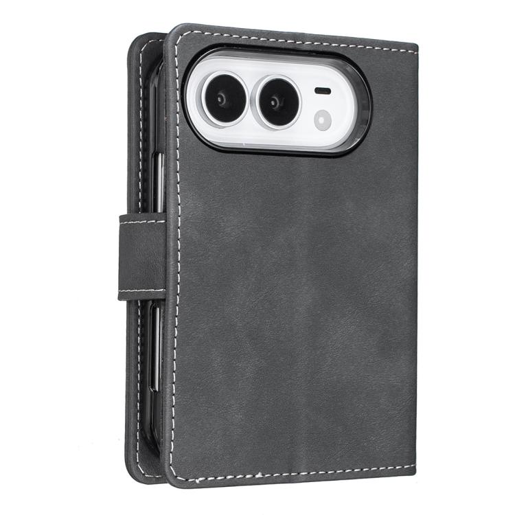 Solid Color Calfskin Texture RFID Vegan Leather Phone Case, For iPhone Duo