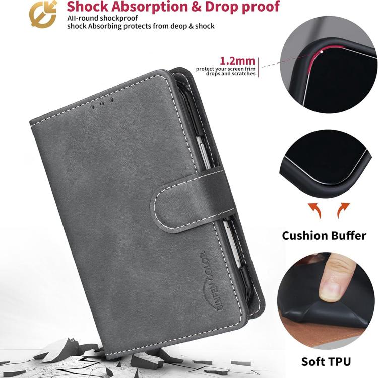 Solid Color Calfskin Texture RFID Vegan Leather Phone Case, For iPhone Duo