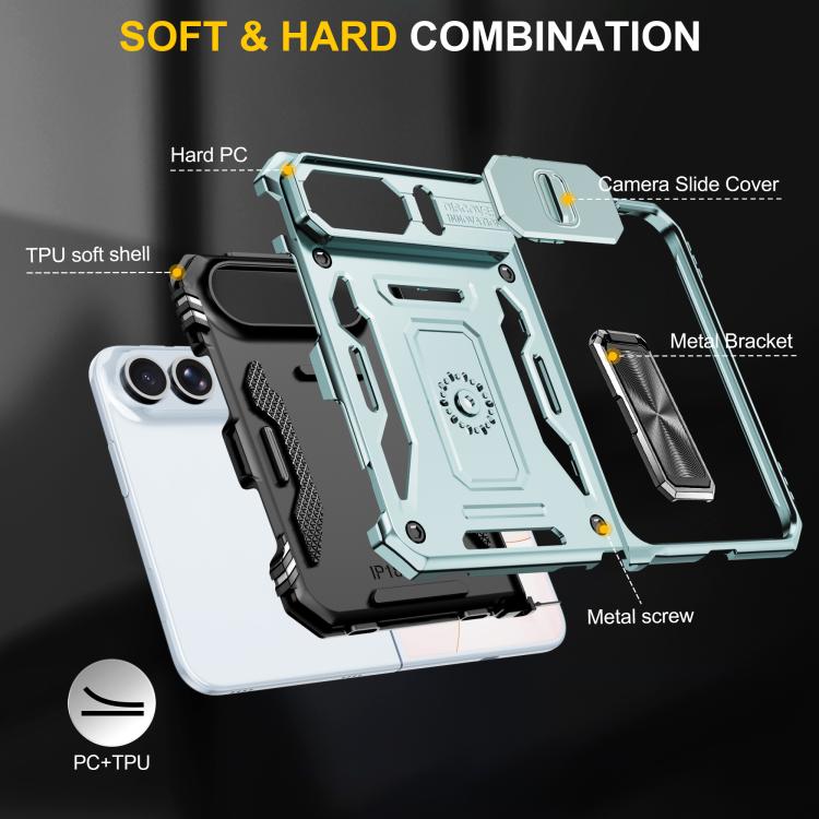 Armor PC Hybrid TPU Camera Shield Phone Case, For iPhone Duo