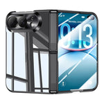 Integrated Shell And Flim Electroplating Transparent Hinge Holder Phone Case, For iPhone Duo