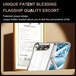Integrated Shell And Flim Electroplating Transparent Hinge Holder Phone Case, For iPhone Duo