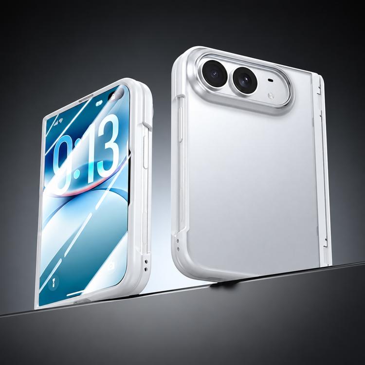 Integrated Shell And Flim Translucent Spring Hinge Phone Case, For iPhone Duo