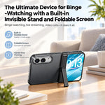 Intergrated Shell And Flim Translucent Spring Hinge Holder Phone Case, For iPhone Duo