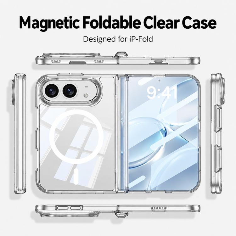 GKK Integrated Magnetic Folding Hinge Transparent Phone Case, For iPhone Duo