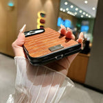Nameplate Crocodile-Texture Phone Case, For iPhone Duo