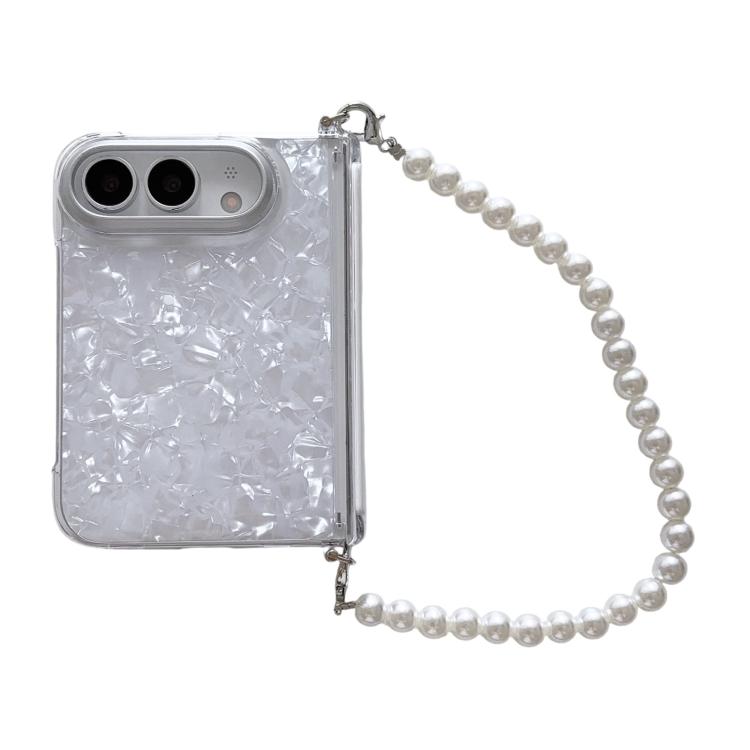 Side Buckle Shell Pattern Phone Case with Beaded Strap, For iPhone Duo