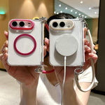 Side Buckle Hinge Magnetic Phone Case with Strap, For iPhone Duo