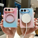 Gradient Side Buckle Hinge Rotating Holder Magnetic Phone Case, For iPhone Duo