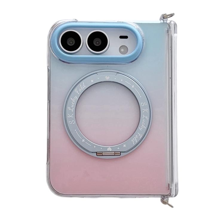 Gradient Side Buckle Hinge Rotating Holder Magnetic Phone Case, For iPhone Duo