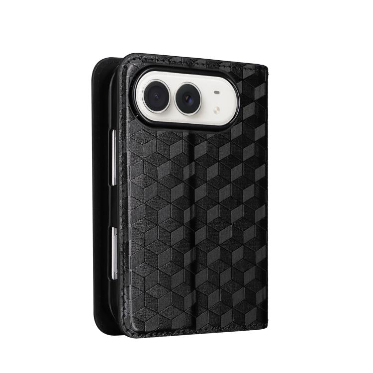 Cubic Grid Texture Flip Leather Phone Case, For iPhone Duo
