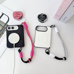 Side Clamp Central Axis Morandi Solid Color Leather Texture Magnetic Phone Case, For iPhone Duo