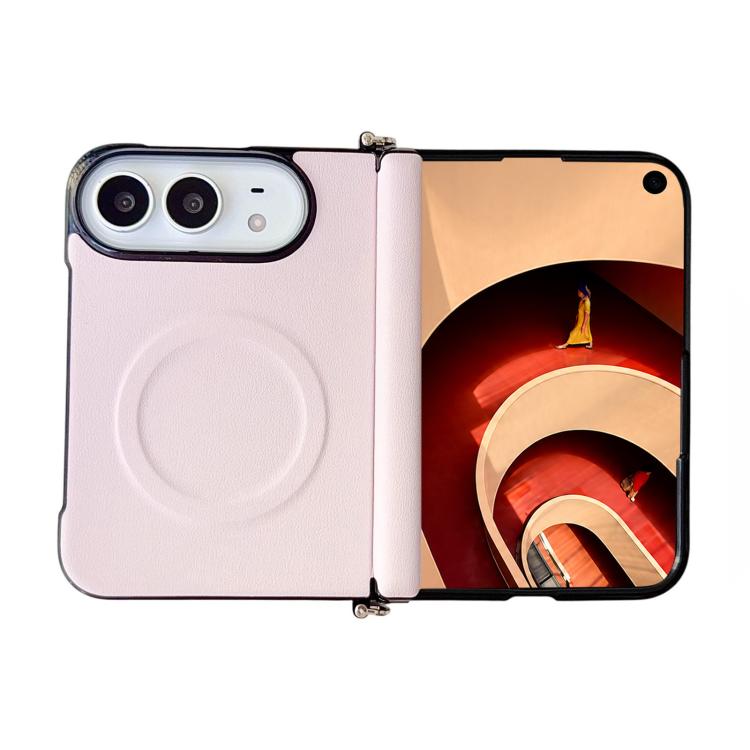 Side Clamp Central Axis Morandi Solid Color Leather Texture Magnetic Phone Case, For iPhone Duo