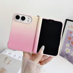 Side Clamp Hinge Magnetic Colorful Gradient Leather Texture Phone Case, For iPhone Duo