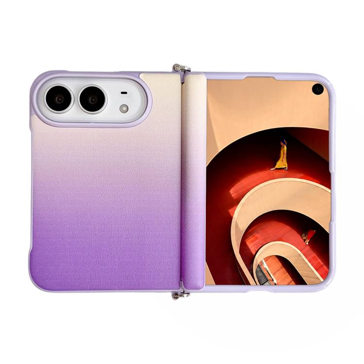 Side Clamp Hinge Magnetic Colorful Gradient Leather Texture Phone Case, For iPhone Duo